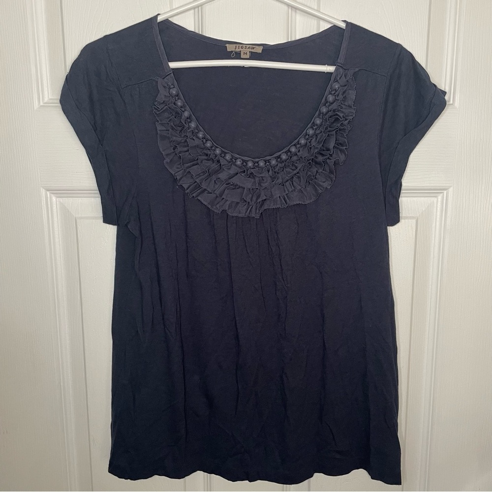 JIGSAW Blue Modal Cotton Blouse Medium